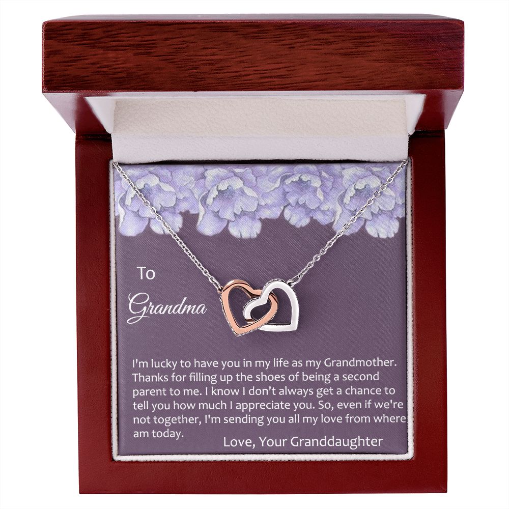 To My Grandma Necklace, Gift for Grandmother Necklace, Mothers Day Gift For Grandma Nana, Grandma Jewelry From Grandchildren GrandKids , Jewelry Box Gift For Grandma Grandmother21 Interlocking Hearts Necklace