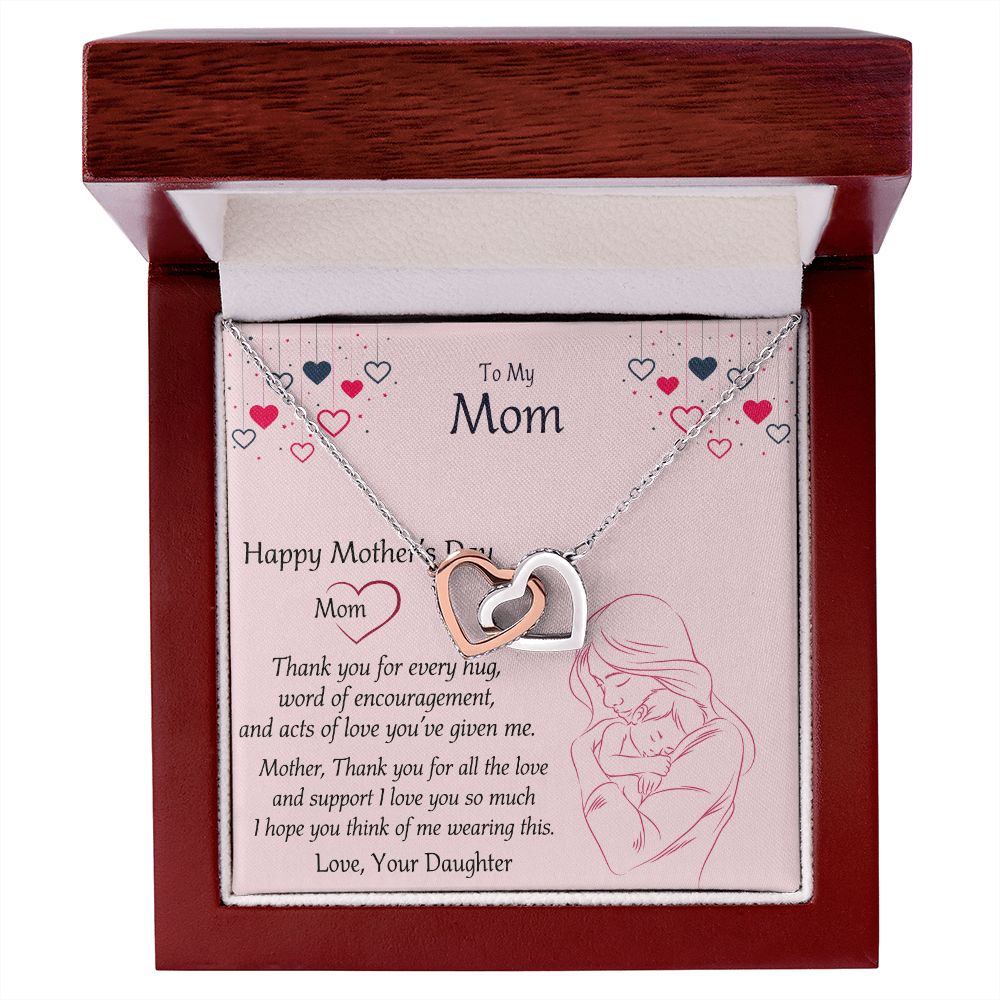 Mom Necklace Gifts for Mom from Daughter to Mom Gifts for Mothers Day from Daughter, To My Mom Necklace from Daughter to Mom Birthday Gifts Necklace with Message Card and Gift Box10 Interlocking Hearts Necklace