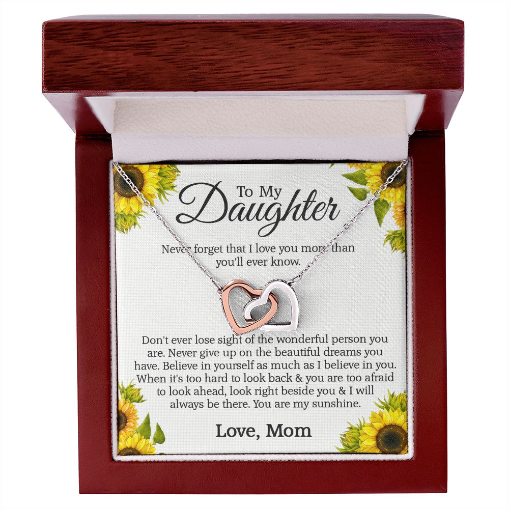 Mother Daughter Gift Ideas, To My Daughter Gift Necklace from Mom, Jewelry Pendant Present for Daughter, Birthday Christmas Gift Graduation Gifts for Daughters, Mother and Daughter Necklace 2132 Interlocking Hearts Necklace