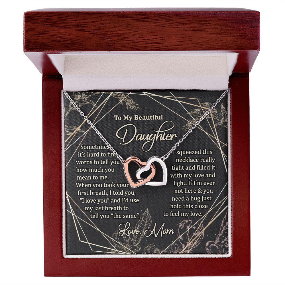 To My Daughter Gift Necklace from Mom, Mother and Daughter Necklace for Girls, Mother Daughter Gift Ideas, Jewelry Pendant Interlocking Hearts Necklace