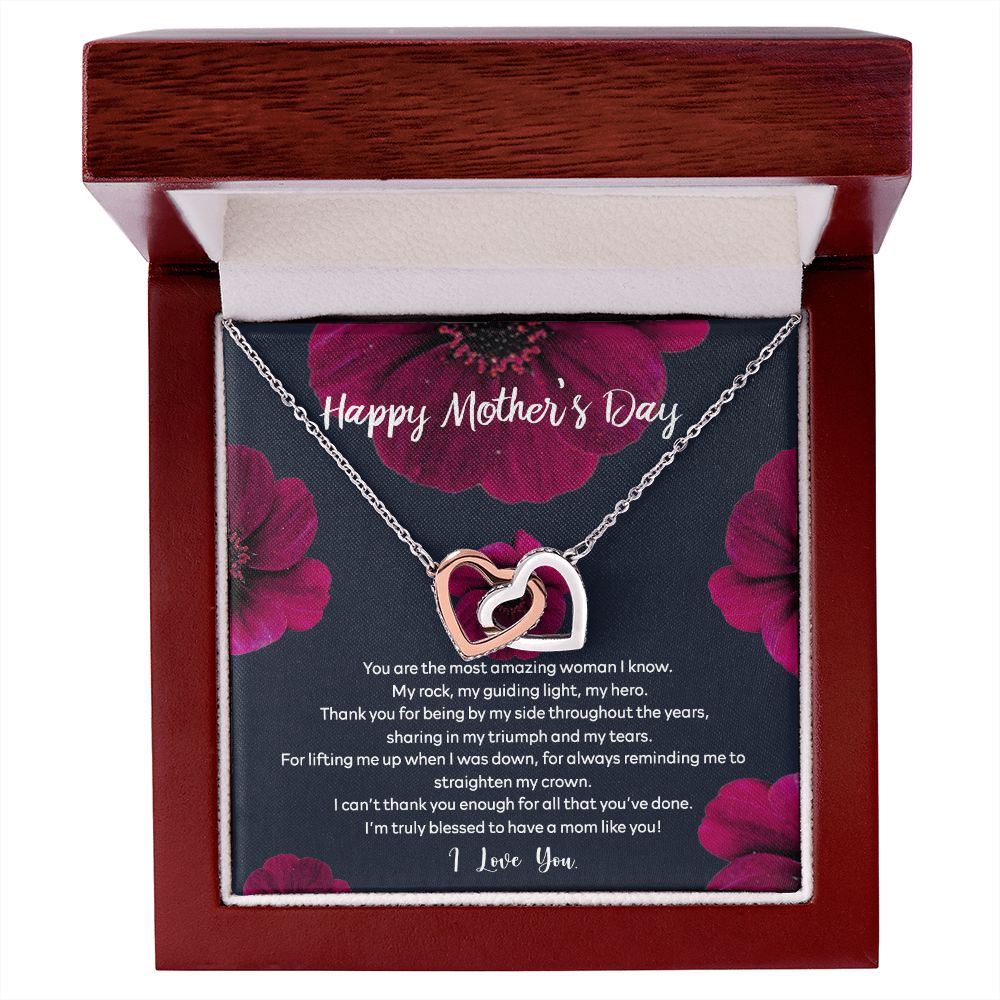 Mom Necklace Gifts for Mom from Daughter to Mom Gifts for Mothers Day from Daughter, To My Mom Necklace from Daughter to Mom Birthday Gifts Necklace with Message Card and Gift Box2235 Interlocking Hearts Necklace