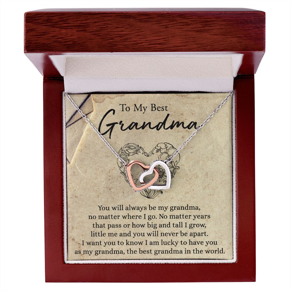 To My Grandma Necklace, Gift for Grandmother Necklace, Mothers Day Gift For Grandma Nana, Grandma Jewelry From Grandchildren GrandKids , Jewelry Box Gift For Grandma Grandmother6 Interlocking Hearts Necklace