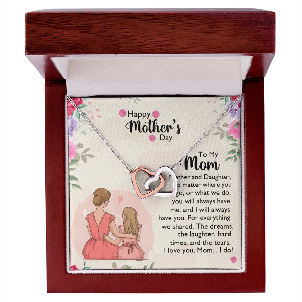 Mom Necklace Gifts for Mom from Daughter to Mom Gifts for Mothers Day from Daughter, To My Mom Necklace from Daughter to Mom Birthday Gifts Necklace with Message Card and Gift Box11 Interlocking Hearts Necklace