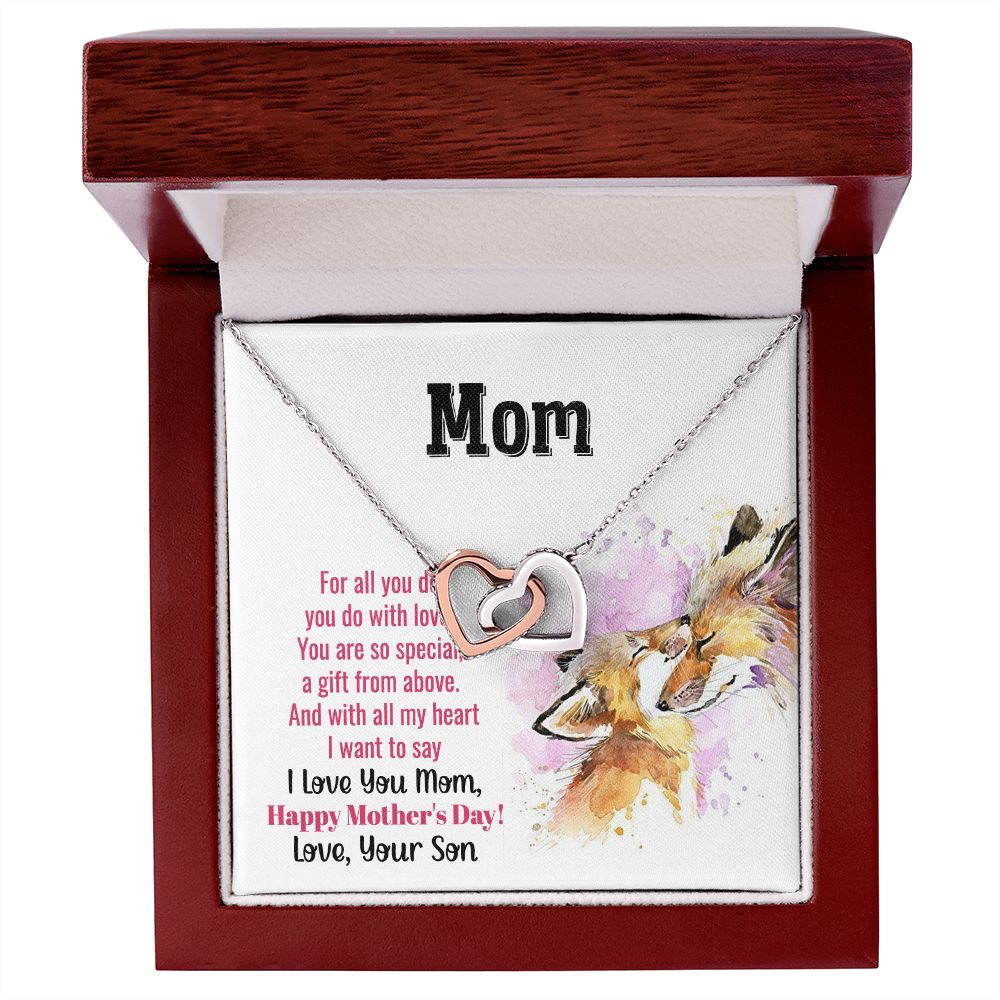 Mom Necklace Gifts for Mom from Daughter to Mom Gifts for Mothers Day from Daughter, To My Mom Necklace from Daughter to Mom Birthday Gifts Necklace with Message Card and Gift Box2241 Interlocking Hearts Necklace