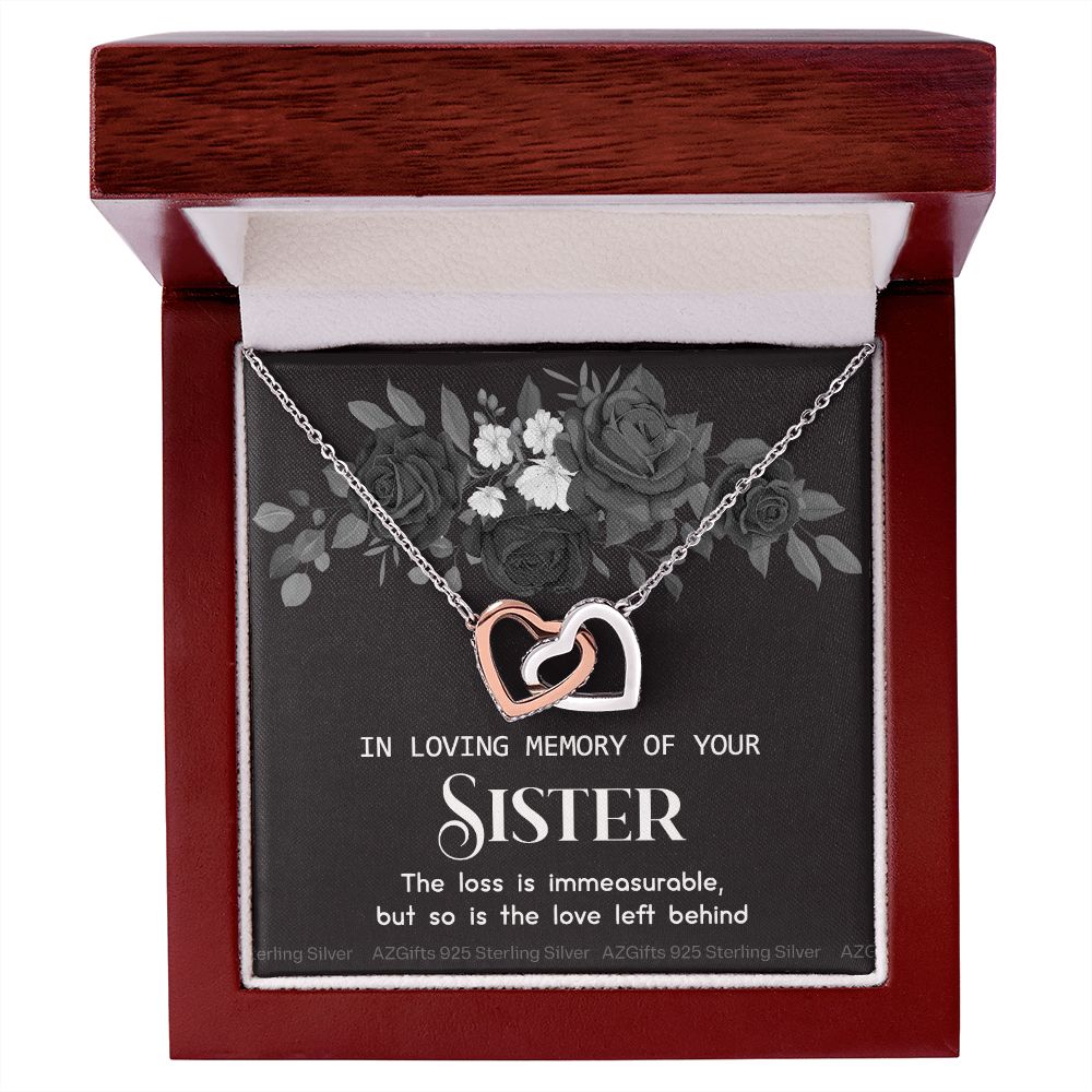In Memory Of Your Sister, Sympathy Gift Loss Of Sister, Sympathy Gift Box, Loss Of Sister Necklace, Loss Of Sister, Loss Of A Sister Interlocking Hearts Necklace