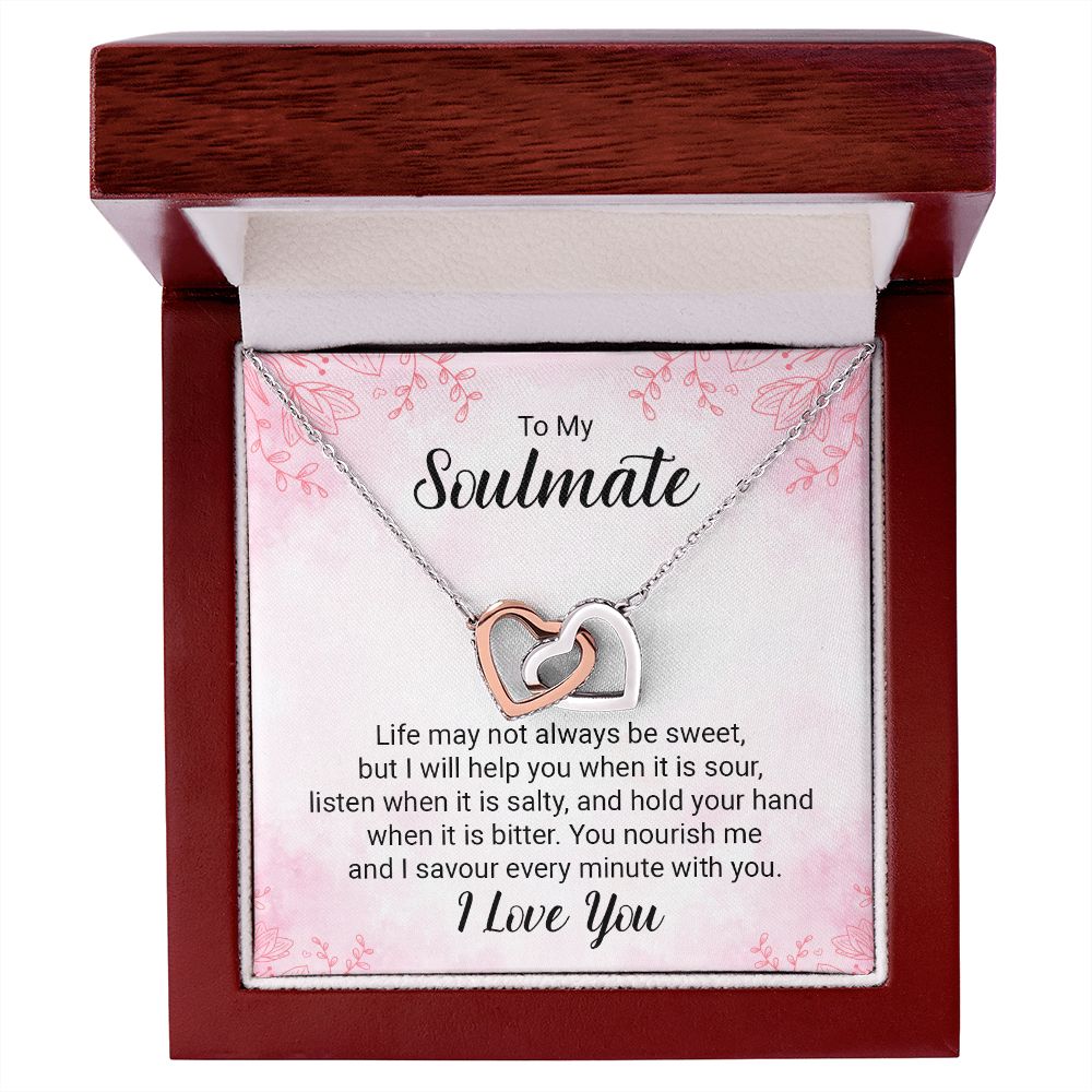 To My Soulmate Necklace for Women Birthday Christmas Jewelry Gifts For My Wife with Message Card Box Personalized Gift Present Pendant for Future Wife Soulmate Girlfriend Love 15 Interlocking Hearts Necklace