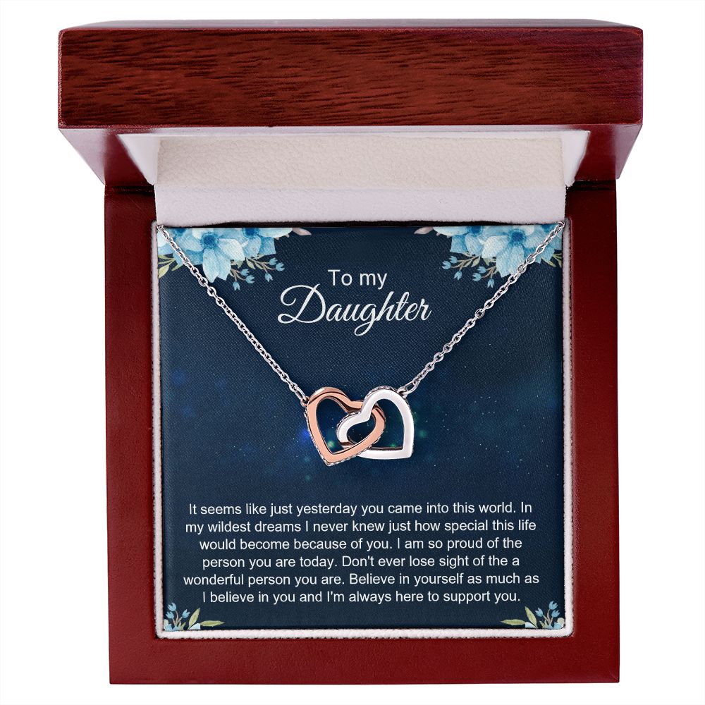 To My Daughter Gift Necklace from Mom, Mother and Daughter Necklace for Girls, Mother Daughter Gift Ideas, Jewelry Pendant Interlocking Hearts Necklace
