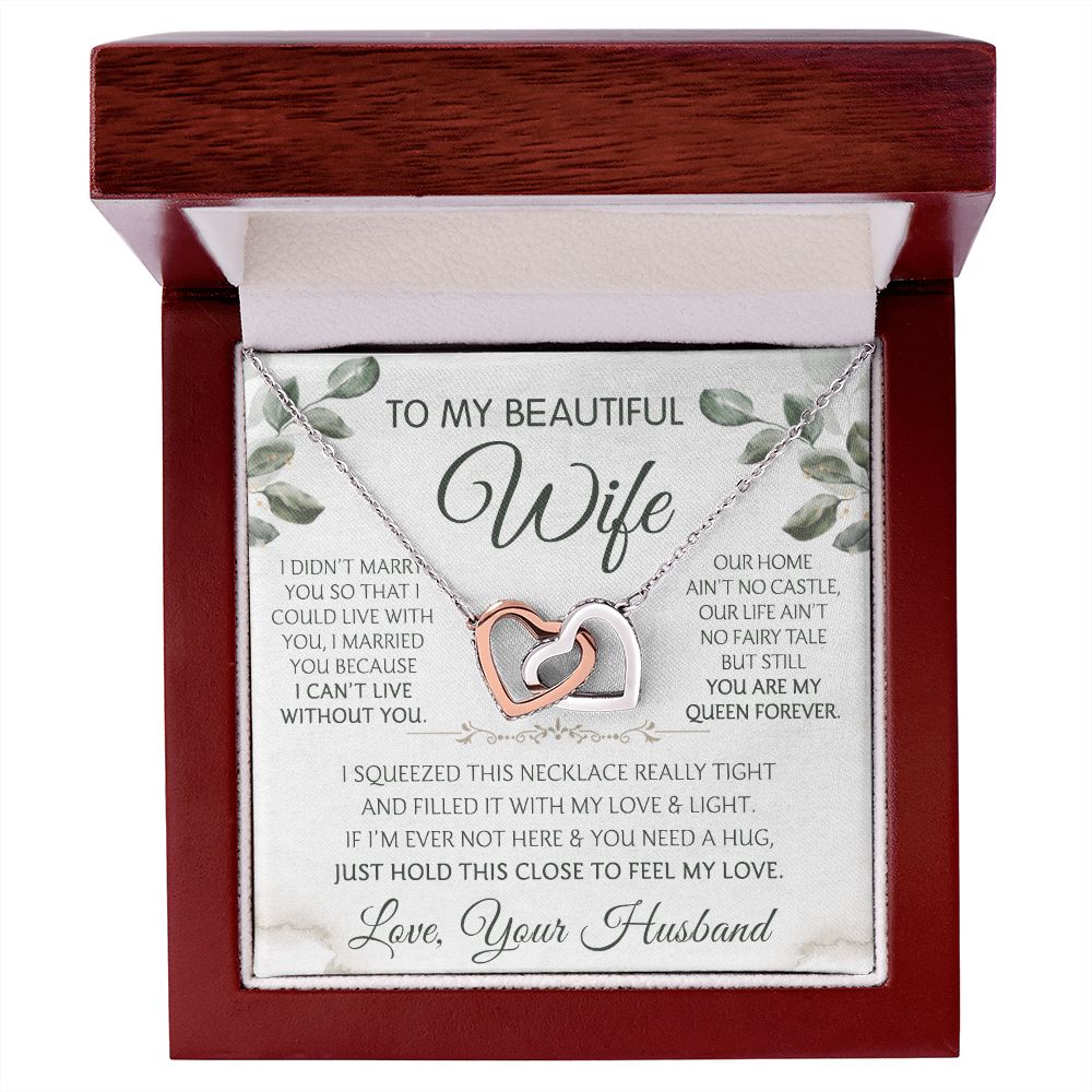 To My Beautiful Wife Necklace, Wedding Anniversary Jewelry For Women, Necklace For Wife from Husband, Gifts For Wife Birthday Gifts Necklace, Jewelry With Message Card In A Gift Box