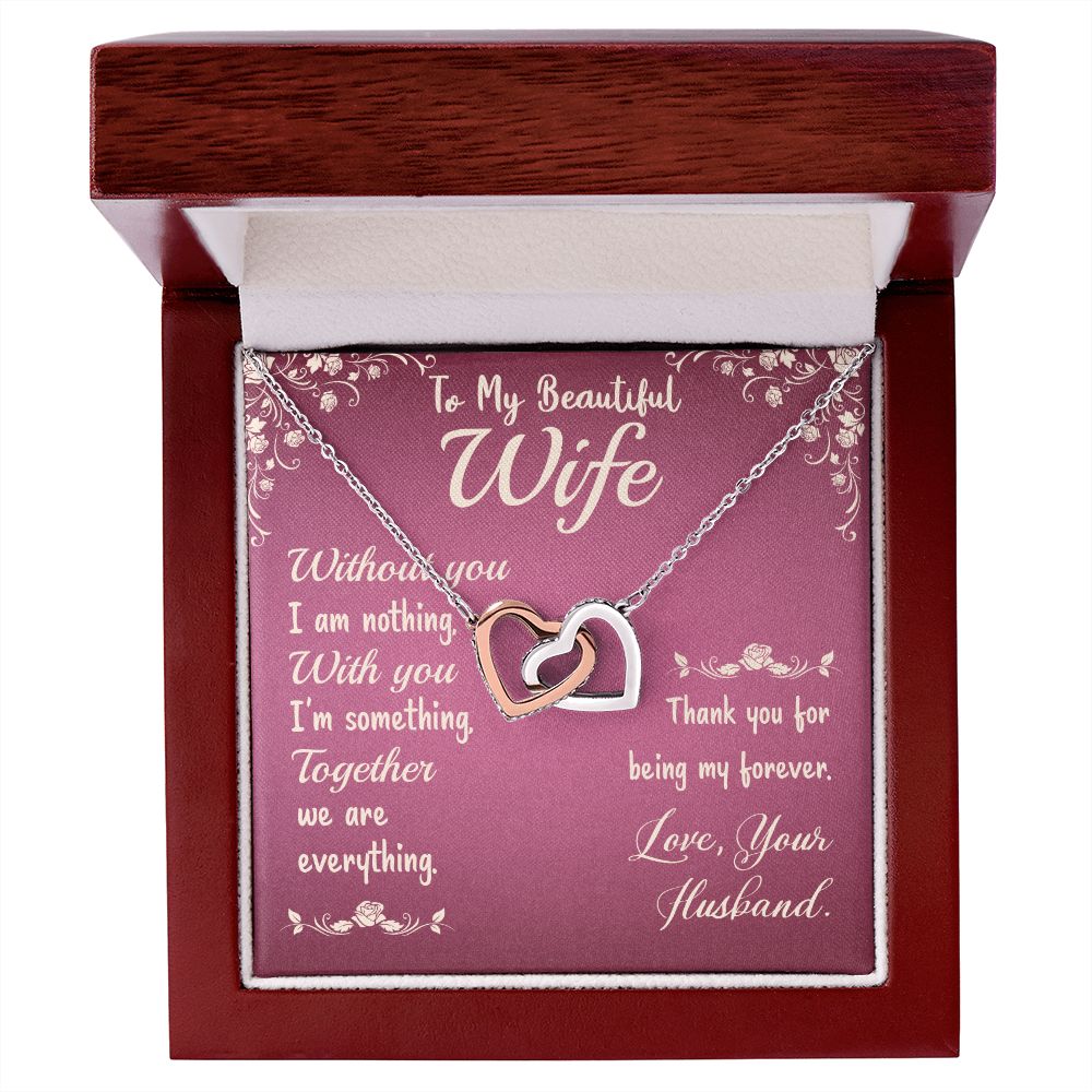 To My Beautiful Wife Necklace, Gift for Wife from Susband, Interlocking Hearts Neckalce Gift for Wife from Husband Necklace for Wife Luxury Jewelry Necklaces Styles On Birthday, Xmas, tyle Luxury Led Box