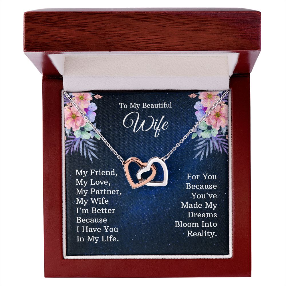 To My Beautiful Wife Necklace, Wedding Anniversary Jewelry For Women, Necklace For Wife from Husband, Gifts For Wife Birthday Gifts Necklace, Jewelry With Message Card In A Gift Box
