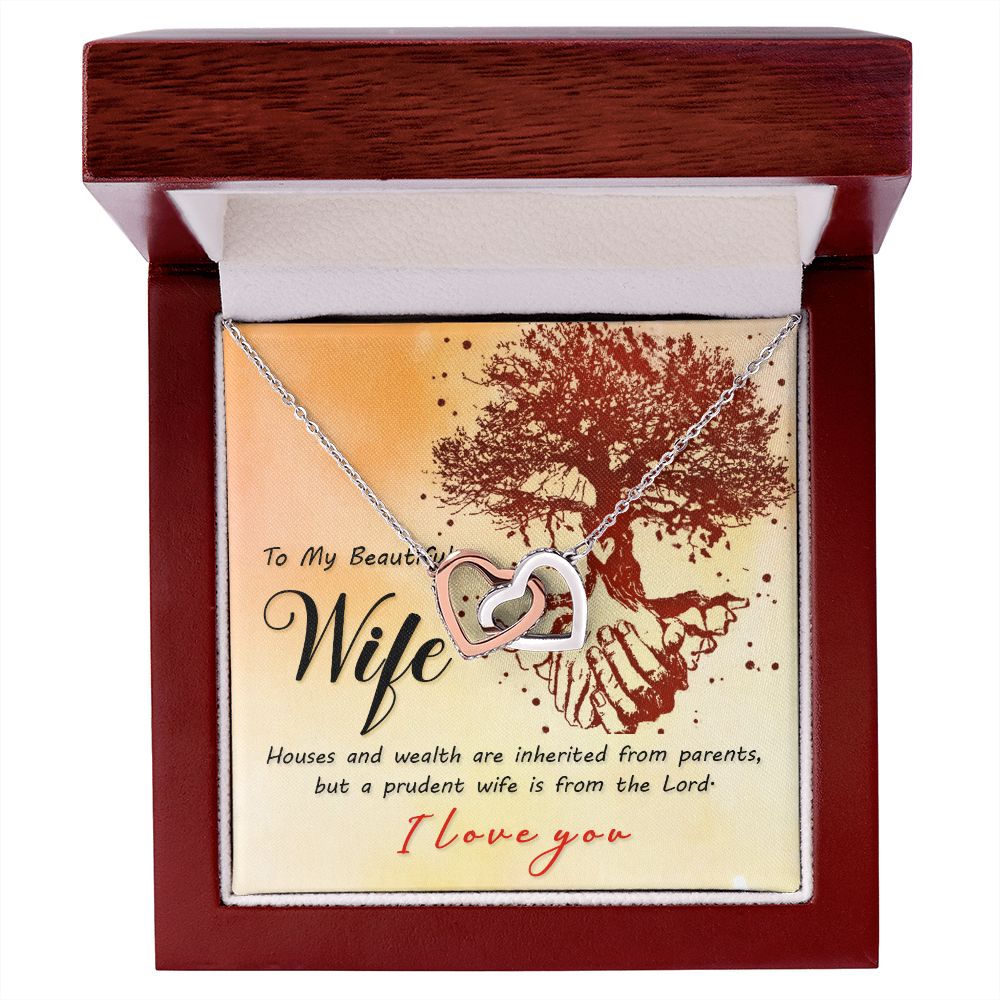To My Beautiful Wife Necklace, Gift for Wife, Girlfriend, Soulmate Neckalce Gift for Wife from Husband Necklace for Wife Luxury Jewelry Necklaces Styles On Birthday, Xmas, tyle Luxury Led Box Interlocking Hearts Necklace