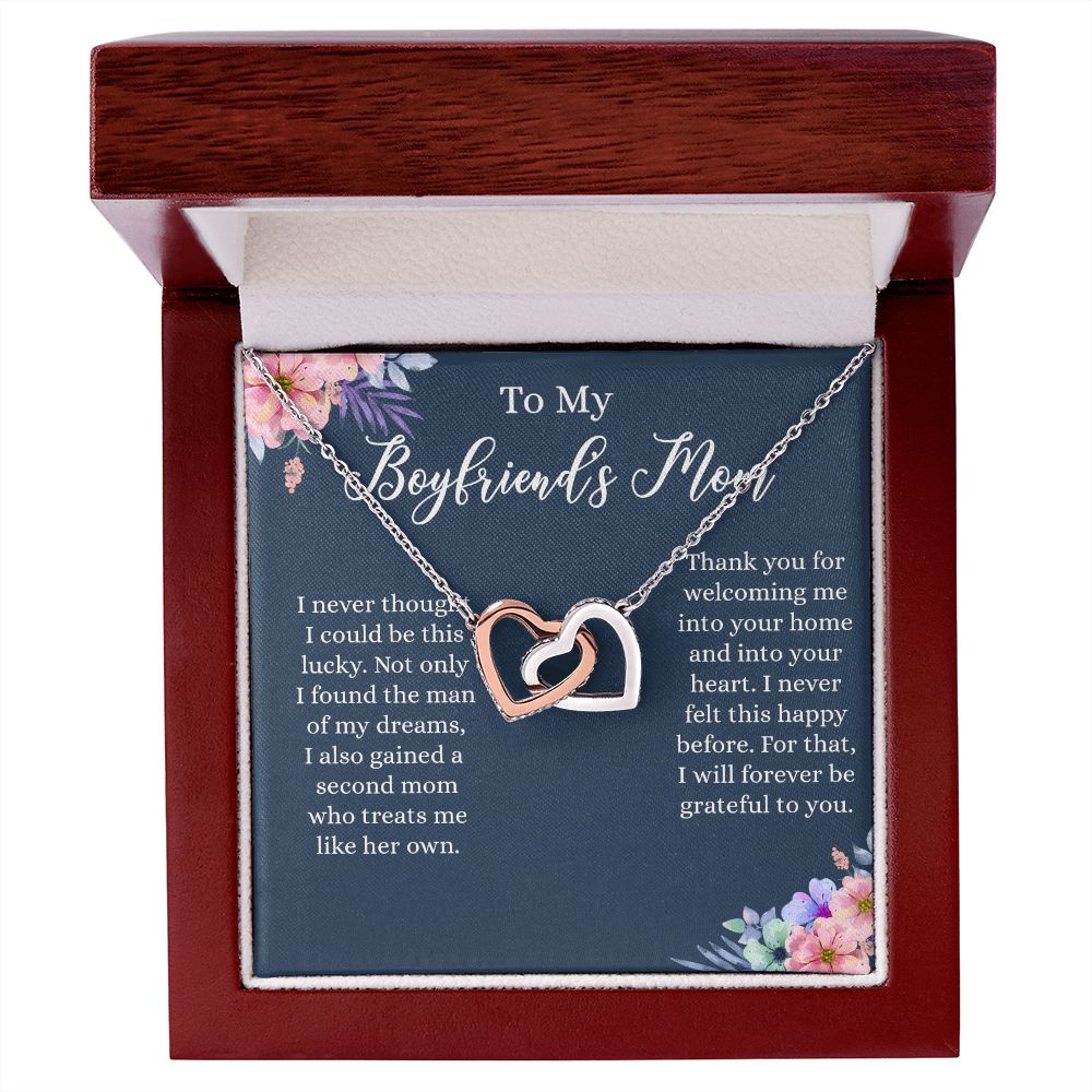To My Boyfriends Mom Necklace, Gifts For Boyfriend Mom, Boyfriends Mom Birthday Gift, Boyfriend Mother Gift, Gifts for boyfriend mom, Boyfriend mom Mother's Day Gift Jewelry for Women Interlocking Hearts Necklace