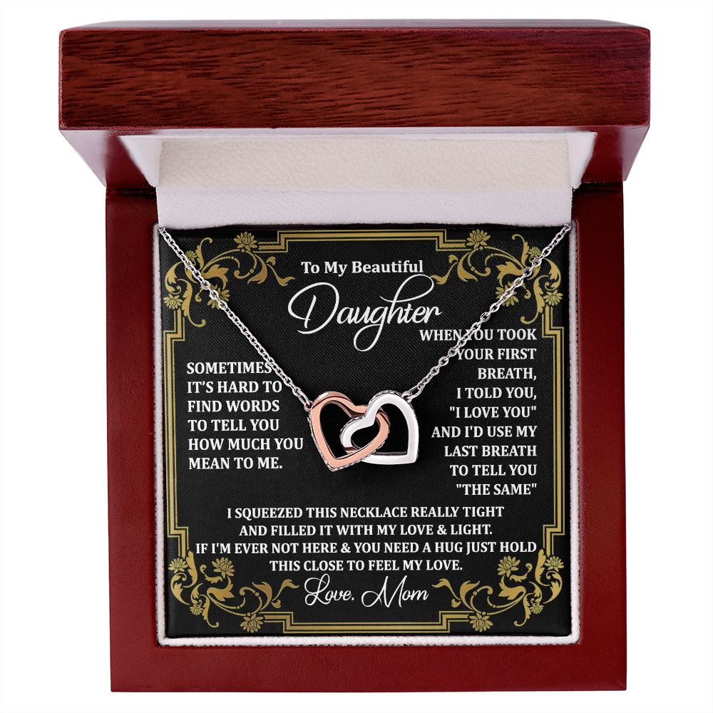 Mother Daughter Gift Ideas, To My Daughter Gift Necklace from Mom, Jewelry Pendant Present for Daughter, Birthday Christmas Gift Graduation Gifts for Daughters, Mother and Daughter Necklace 2134 Interlocking Hearts Necklace