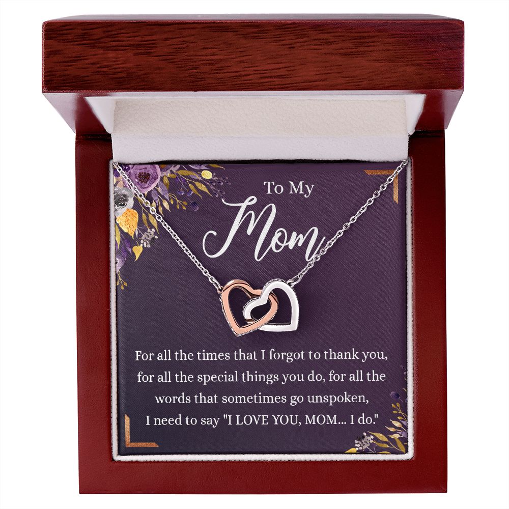 To My Mother Gift Necklace To Mom, Mother, Mommy, Momma from Child Special Mother Gift for Birthday Mothers Day Retriment Anniversary Hoiday Present for Mom Necklace for Women Interlocking Hearts Necklace