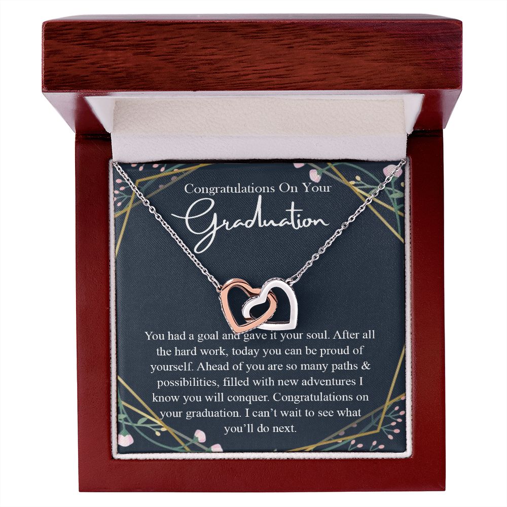 Graduation Gift For Her Necklace High School Graduation Gift, Congrats Graduation Pendants Gift For Daughter, Granddaughter, Niece, Sister Interlocking Hearts Necklace