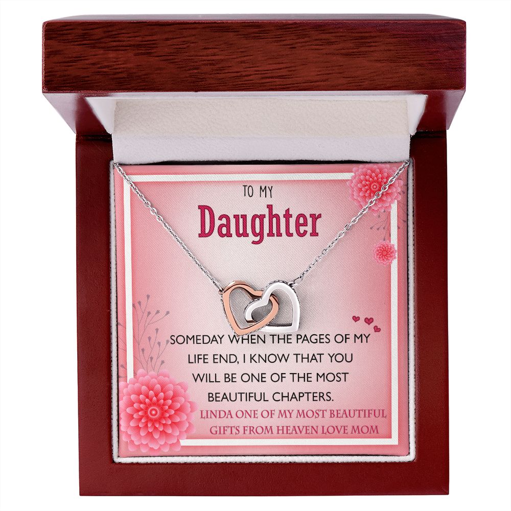 To My Daughter Gift Necklace from Mom, Mother and Daughter Necklace for Girls, Mother Daughter Gift Ideas, Jewelry Pendant Interlocking Hearts Necklace