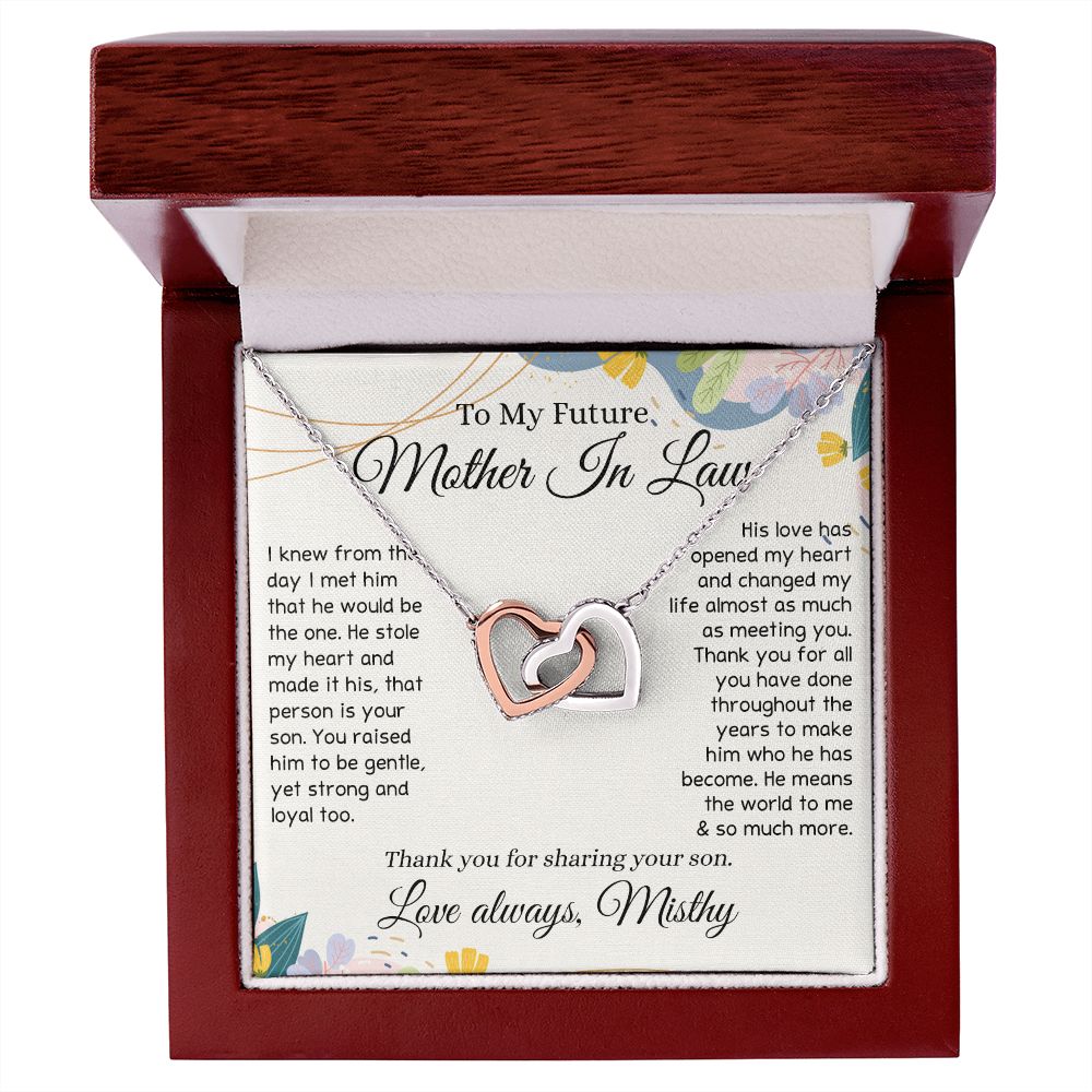 To My Future Mother In Law Necklace, Thoughtful Gift For Future Mother In Law, Wedding Gifts Mother In Law, Personalized Gift for Mother-In-Law, Wedding Gift Bride Groom To MIL Interlocking Hearts Necklace