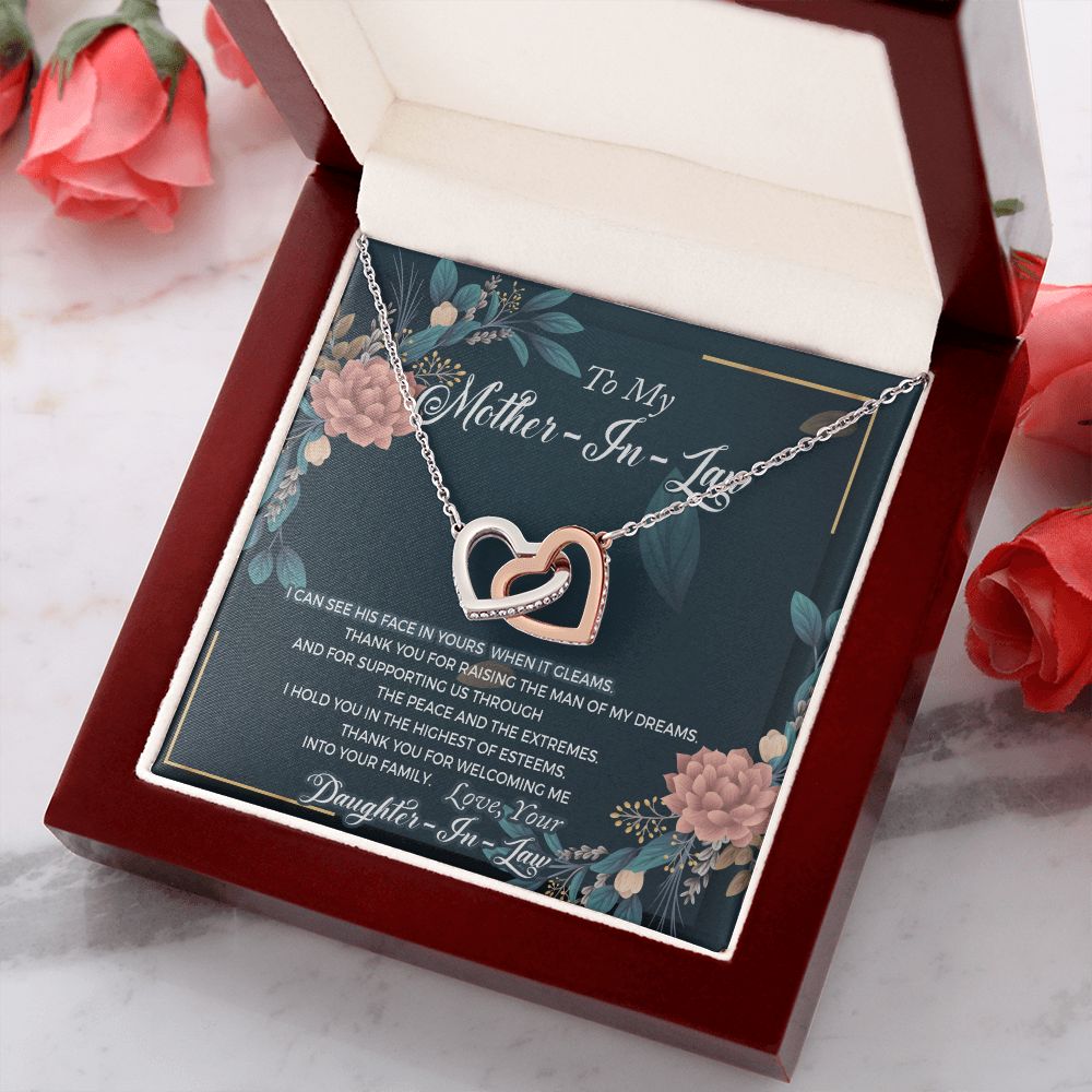 Mother in Law Necklace, Jewelry for Women, Future Mother in Law Gifts from Daughter in Law, Mother of Bride Gifts For Mother in Law, Birthday Gifts For Mother In Law From Daughter In Law2 Interlocking Hearts Necklace