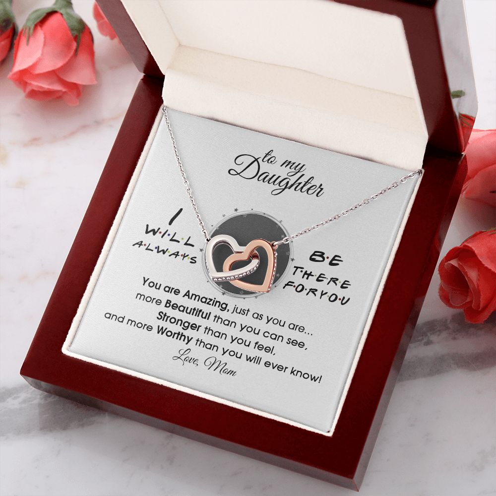 Mother Daughter Gift Ideas, To My Daughter Gift Necklace from Mom, Jewelry Pendant Present for Daughter, Birthday Christmas Gift Graduation Gifts for Daughters, Mother and Daughter Necklace 33 Interlocking Hearts Necklace