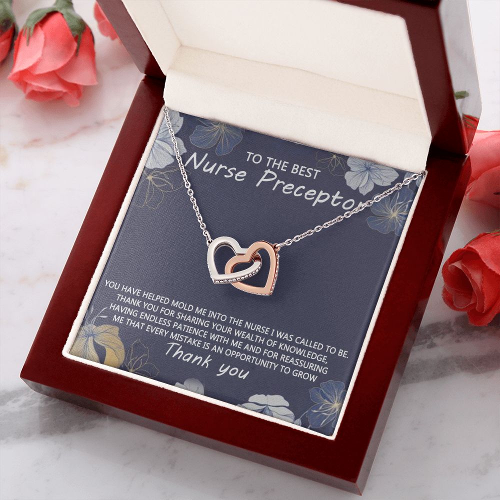Congratulations Jewelry Necklace, Nurse Preceptor Gift, nurse preceptor Jewelry thank you Card Necklace To The Best Nurse Preceptor Necklace On Graduation Gift Necklace Graduation Gift for Her Interlocking Hearts Necklace