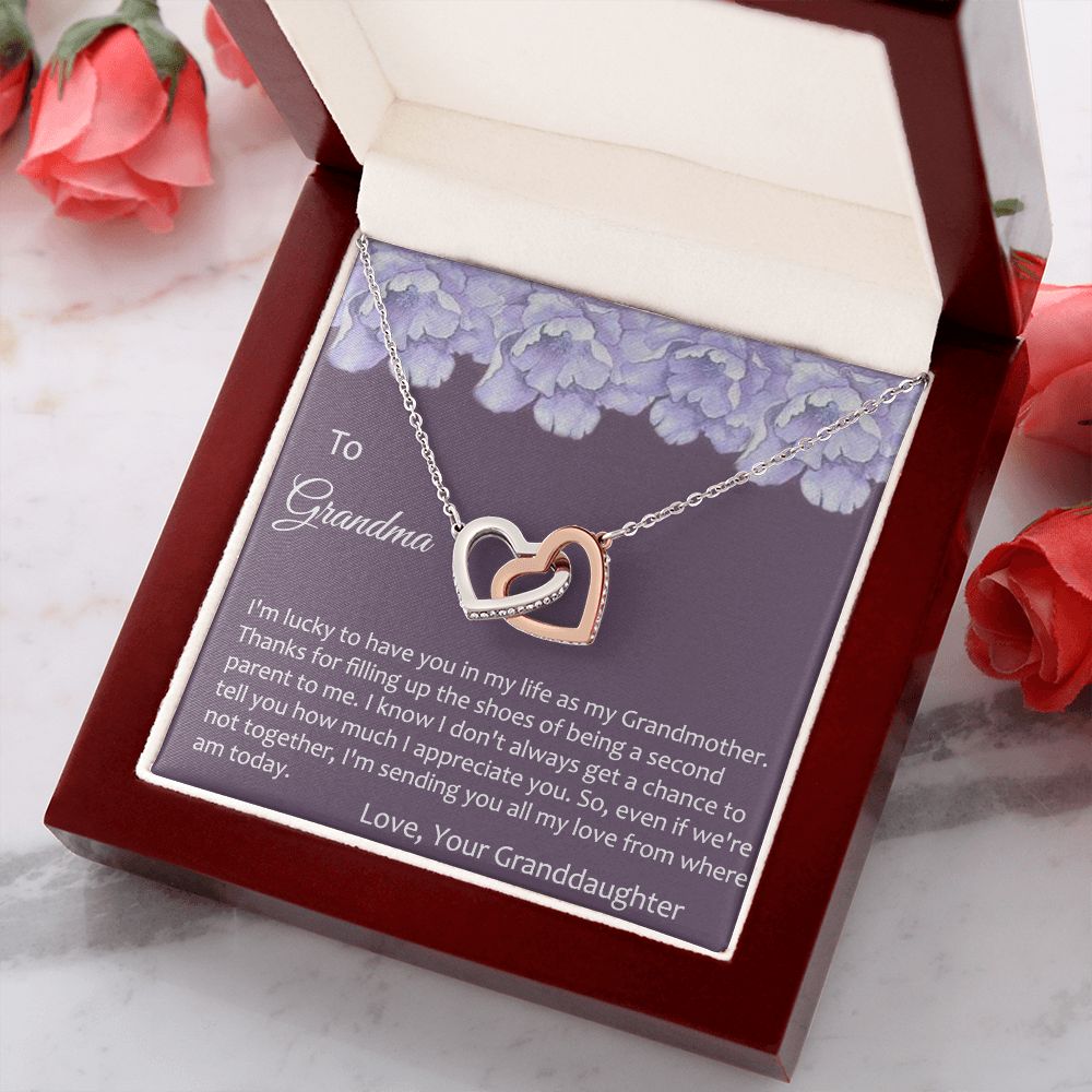 To My Grandma Necklace, Gift for Grandmother Necklace, Mothers Day Gift For Grandma Nana, Grandma Jewelry From Grandchildren GrandKids , Jewelry Box Gift For Grandma Grandmother21 Interlocking Hearts Necklace