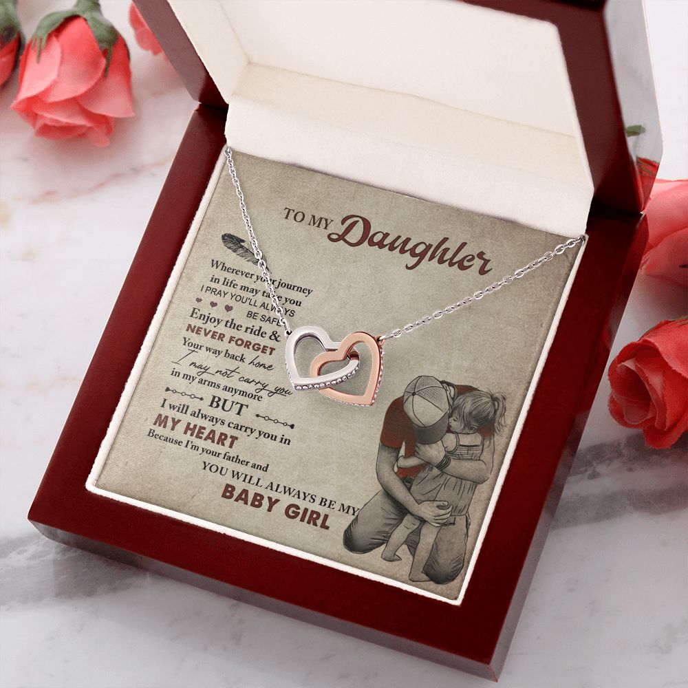 To My Daughter Necklaces Pendants - Father and Daughter Necklace - Gift from Daddy - Luxury Necklace Silver On Birthday, Anniversary - Includes Gift Box Interlocking Hearts Necklace