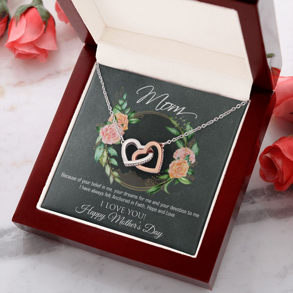 To My Mom Flower Necklace Pendant Gift From Daughter Your Belief In Me With Message Card Gift For Mom Interlocking Hearts Necklace