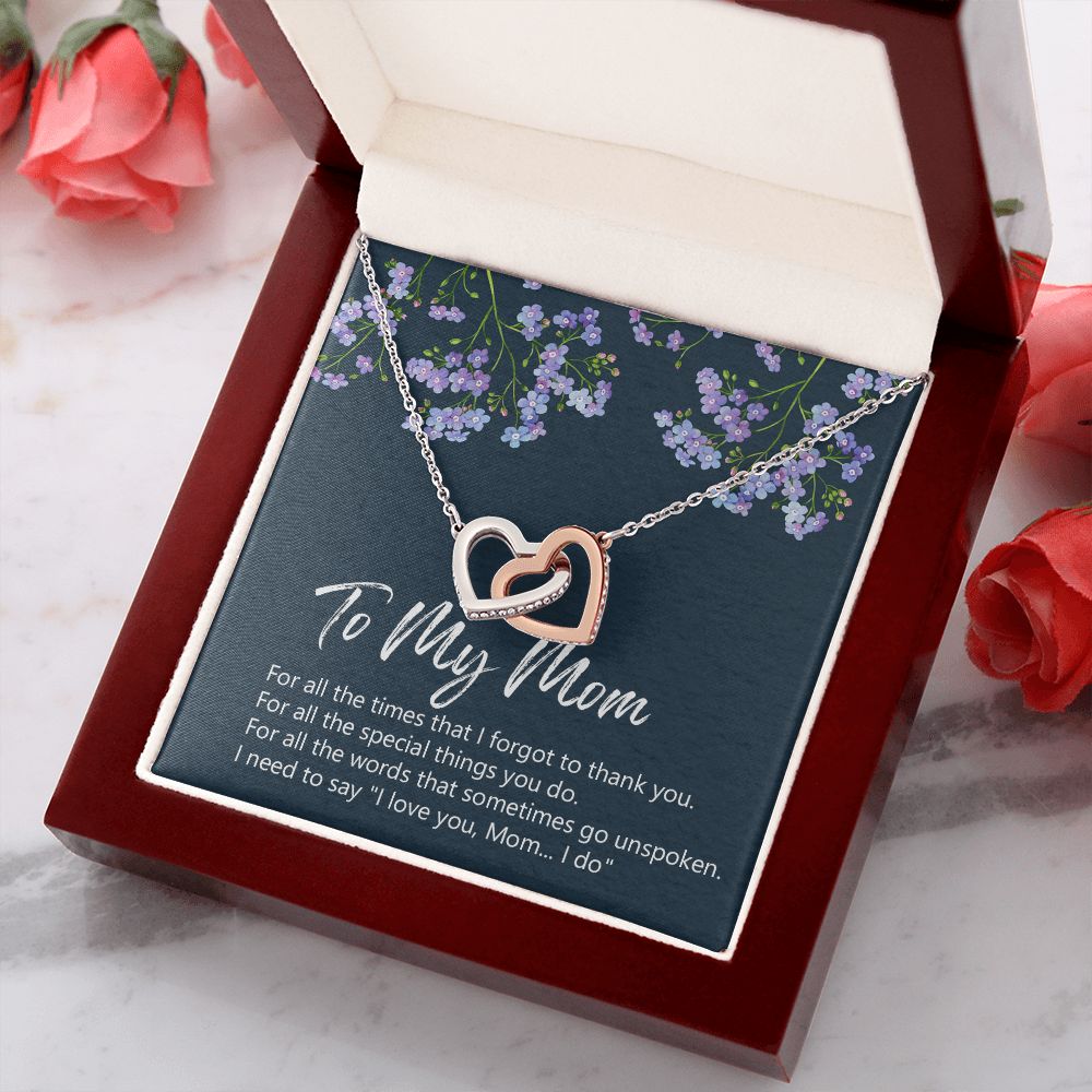 To My Mom Necklace Jewelry Gift, Birthday Gift For Mom, Mother's Day Gift For Mom, Message Card Jewelry Gift For Mom, Meaningful Mom Gift Interlocking Hearts Necklace