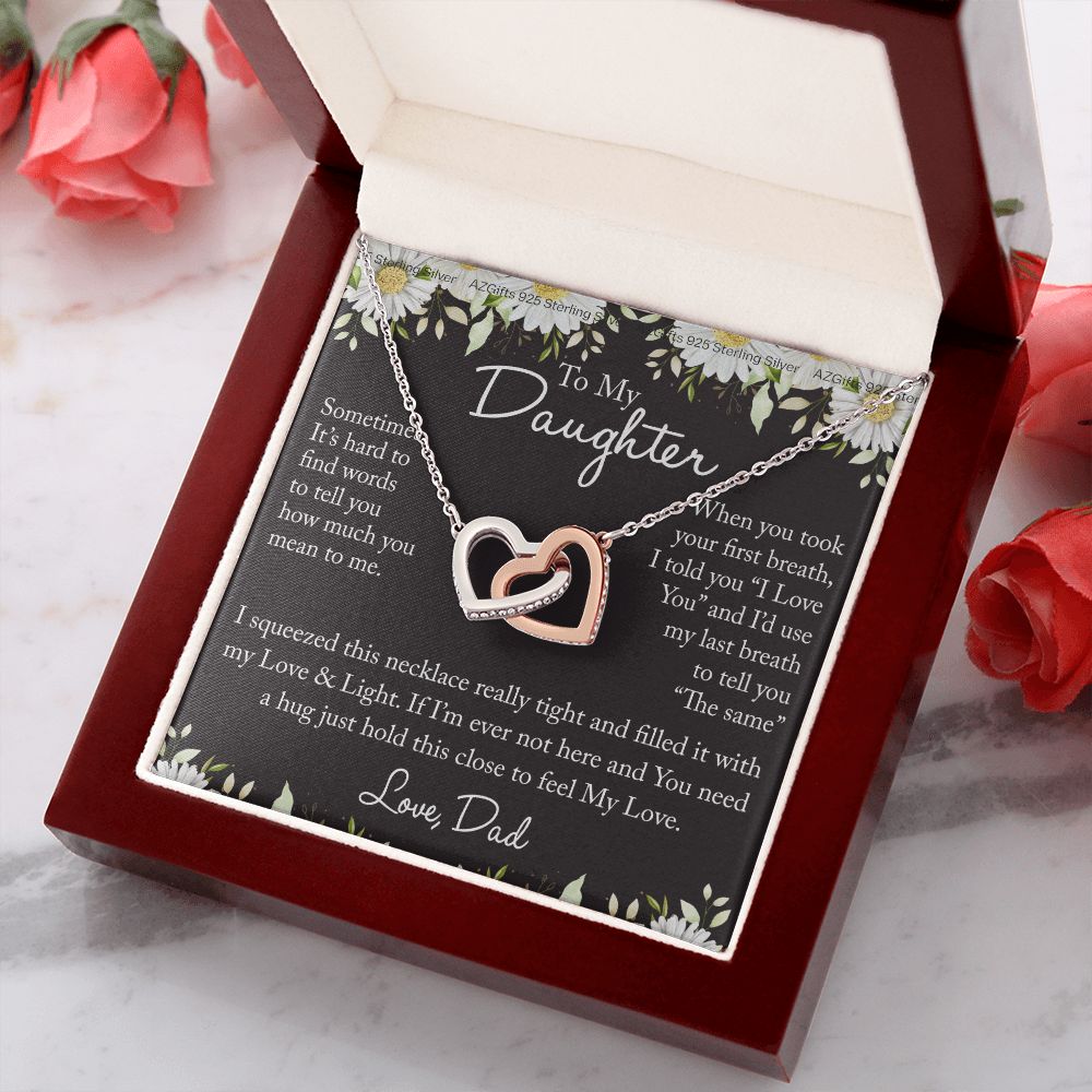 To My Daughter Necklace from Dad Father Daughter Birthday Gift For Daughter From Dad Graduation Gift for Her Girls Teen Girl Necklace Gift From Dad Gift For Daughter Interlocking Hearts Necklace
