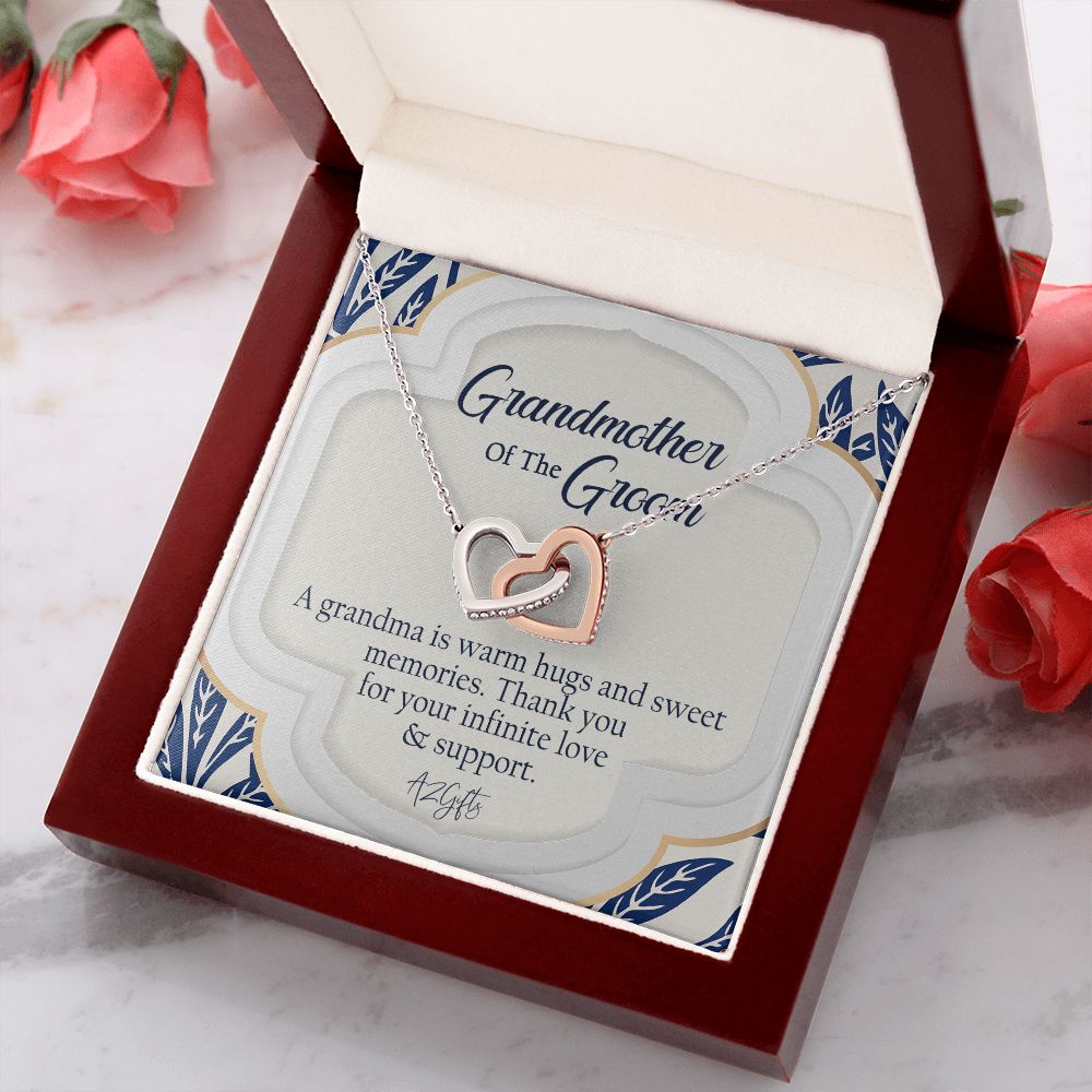 To My Grandmother Necklace, Gift for Grandmother Necklace, Mothers Day Gift For Grandma Nana, Grandma Jewelry From Grandchildren GrandKids , Jewelry Box Gift For Grandma Grandmother3 Interlocking Hearts Necklace