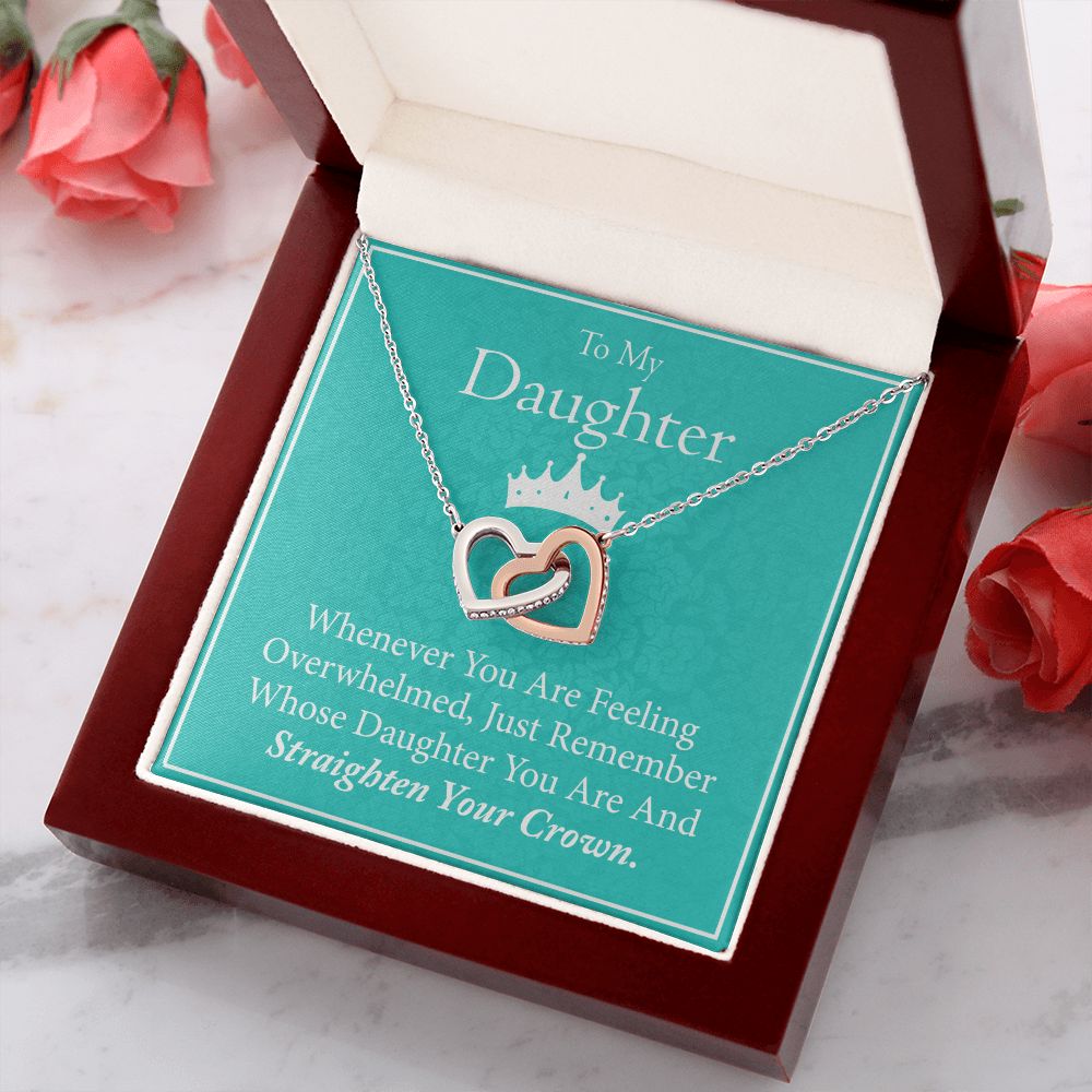Jewelry Pendant Present for Daughter, To My Daughter Gift Necklace from Mom, Mother Daughter Gift Ideas, Birthday Christmas Gift Graduation Gifts for Daughters, Mother and Daughter Necklace 15 Interlocking Hearts Necklace