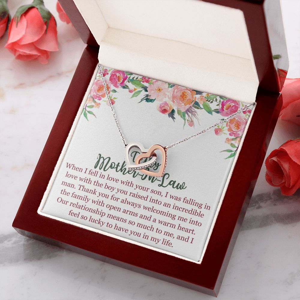 To My Mom In Law Necklace Pendant Gift From Son Happy Mother's Day Gift For Mom Birthday, Anniversary Love With Your Son Interlocking Hearts Necklace