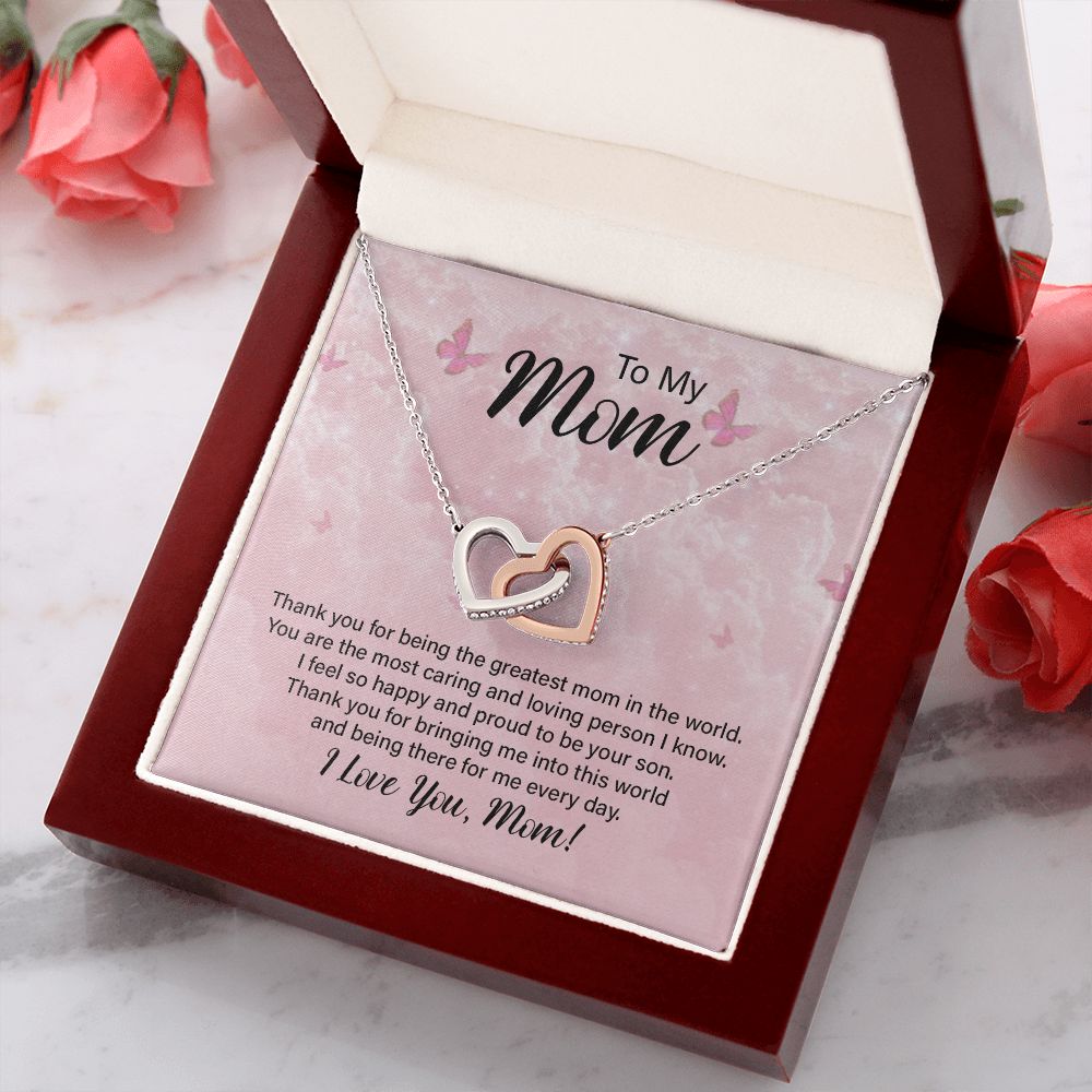 To My Mom Necklace, Gift For Mom, Mother's Day Gift from Daughter, Mom Jewelry Gift for Mothers Day, Birthday Gift for Mother, Moms Gift from Daughter Son, Necklace for Mom Mother 24 Interlocking Hearts Necklace