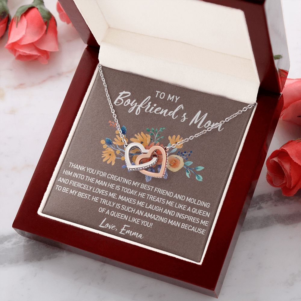 Gift for Boyfriend's Mom, Boyfriend Mom Gift, To My Boyfriends Mom's Gift, Mother's Day Gift for Boyfriends Mom, Boyfriend Mom Interlocking Hearts Necklace