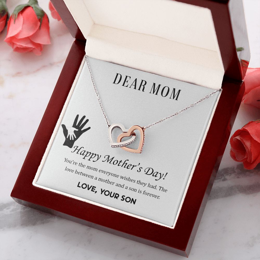2Mom Necklace Gifts for Mom from Daughter to Mom Gifts for Mothers Day from Daughter, To My Mom Necklace from Daughter to Mom Birthday Gifts Necklace with Message Card and Gift Box2228 Interlocking Hearts Necklace