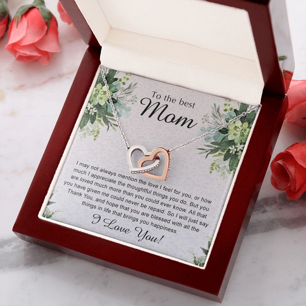 To My Best Mom Necklace, Necklace for Mother, Daughter Gift For Mom, Present For Mom, Mother Gifts from Son or Daughter, Jewelry Gift for Mothers Day, Birthday Gift for Mother, Moms Interlocking Hearts Necklace