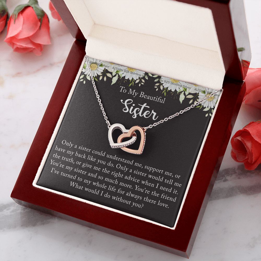 To My Sister Necklace, Sister to Sister, Birthday gift For Sister from Brother 2 Interlocking Hearts Necklace