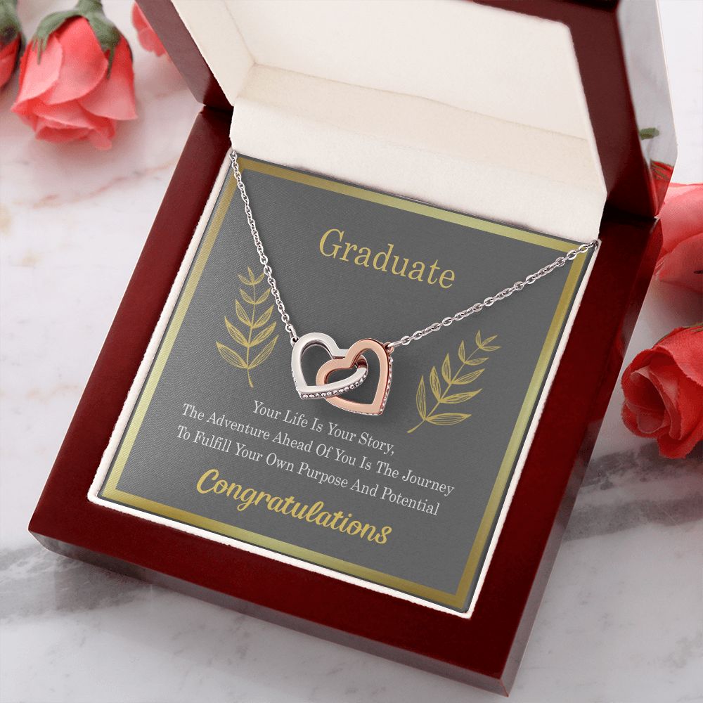Graduation Gift For Daughter, University Graduate Gift, Graduation Gift For Her Congrats Graduation Pendants Gift For Daughter, Granddaughter, Niece, Sister Interlocking Hearts Necklace