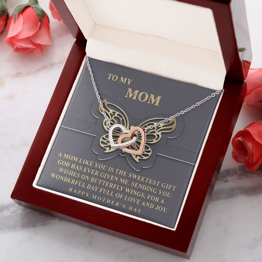 To My Mom Necklace, Gift For Mom, Mother's Day Gift from Daughter, Mom Jewelry Gift for Mothers Day, Birthday Gift for Mother, Moms Gift from Daughter Son, Necklace for Mom Mother 12 Interlocking Hearts Necklace