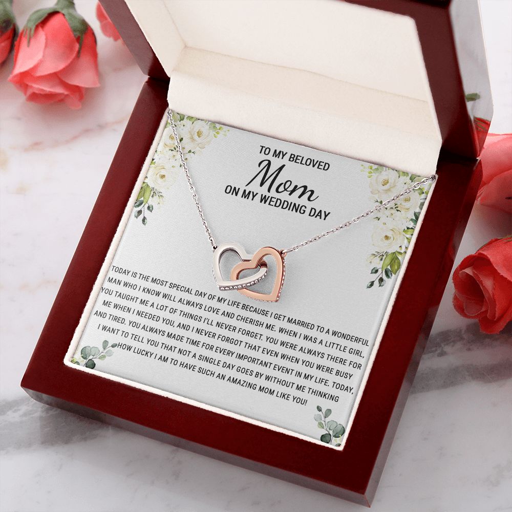 To My Mom Necklace, Gift For Mom, Mother's Day Gift from Daughter, Mom Jewelry Gift for Mothers Day, Birthday Gift for Mother, Moms Gift from Daughter Son, Necklace for Mom Mother 1 Interlocking Hearts Necklace