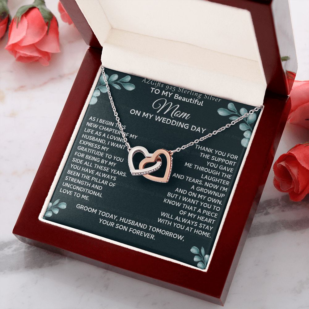To My Beautiful Mom Necklace from Son, Gift for Mom, Gift from Son for Mother, Mother of Groom Gift, Necklace for Mother of Groom Wedding Day, To my Mom Necklace 301 Interlocking Hearts Necklace