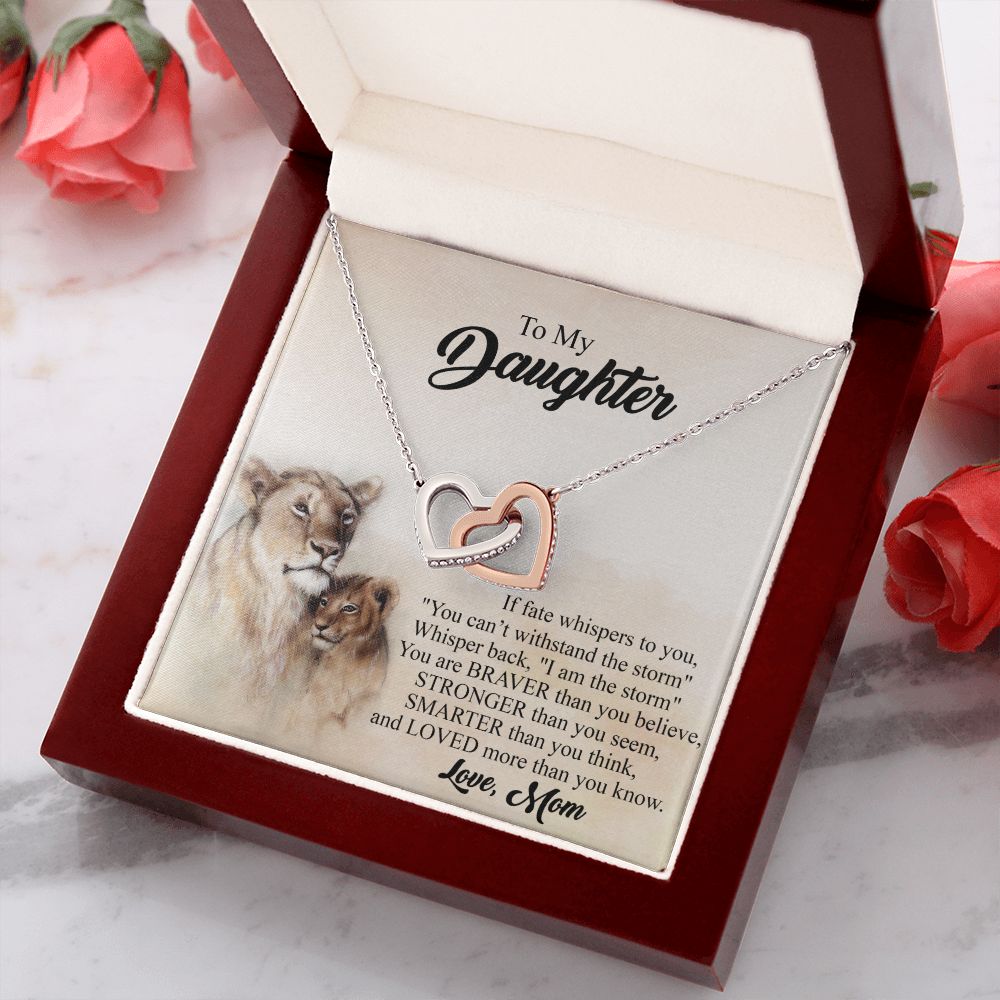 Mother Daughter Gift Ideas, To My Daughter Gift Necklace from Mom, Jewelry Pendant Present for Daughter, Birthday Christmas Gift Graduation Gifts for Daughters, Mother and Daughter Necklace 24 Interlocking Hearts Necklace