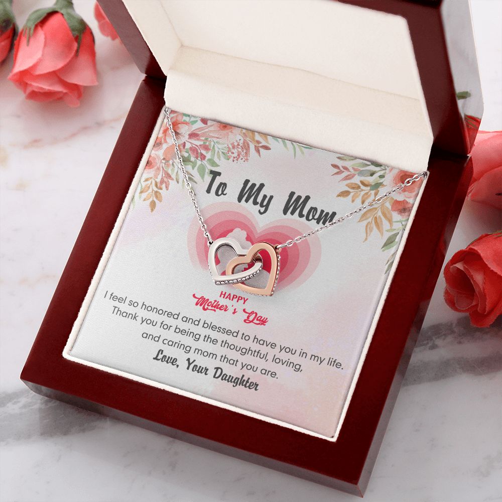 To My Mom Necklace Pendant Gift From Daughter And Happy Mother's Day Gift For Mom Birthday, Anniversary Thank You Interlocking Hearts Necklace