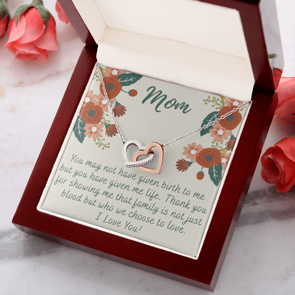To My Mom Love Knot Necklace Gift for Stepmom Birthday Present Idea for Mother Interlocking Hearts Necklace