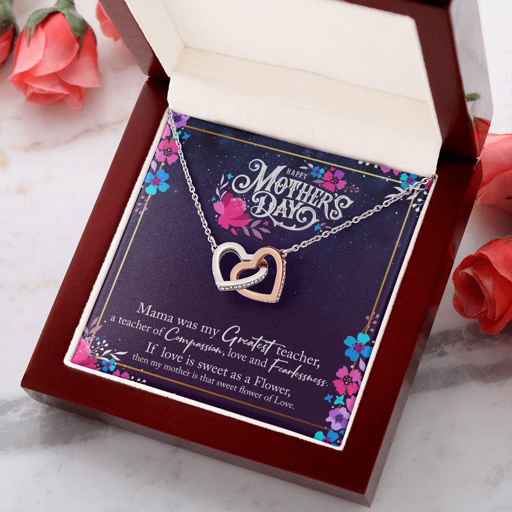 To My Mom Mother Necklace Pendant Gìt From Daughter Or Son Happy Mothers Day Mama Was My Greatest Teacher With Message Card Gift For Mom Interlocking Hearts Necklace