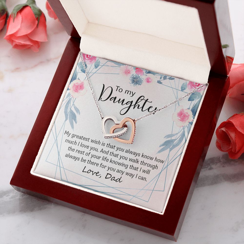 To My Daughter Gift Necklace from Mom, Mother and Daughter Necklace for Girls, Mother Daughter Gift Ideas, Jewelry Pendant Interlocking Hearts Necklace