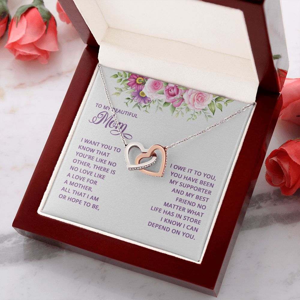 Mom Necklace Gifts for Mom from Daughter to Mom Gifts for Mothers Day from Daughter, To My Mom Necklace from Daughter to Mom Birthday Gifts Necklace with Message Card and Gift Box17 Interlocking Hearts Necklace