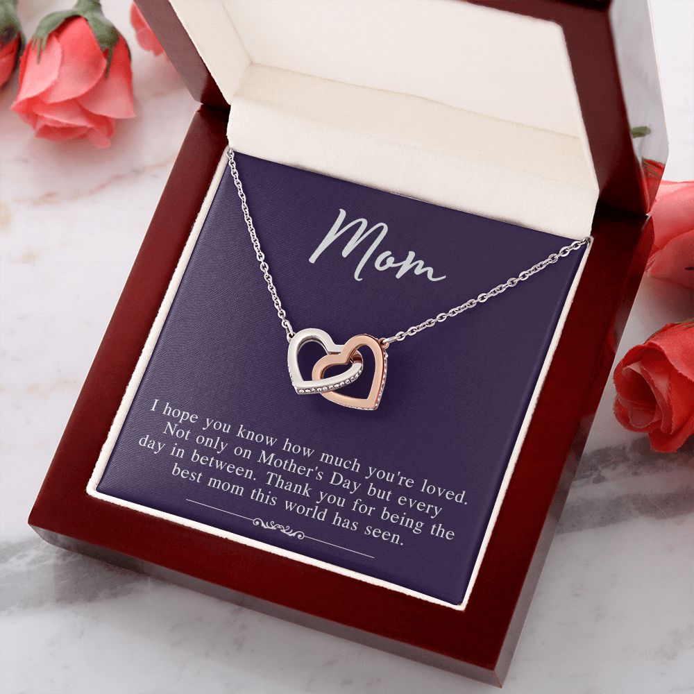 Mom Necklace Gifts for Mom from Daughter to Mom Gifts for Mothers Day from Daughter, To My Mom Necklace from Daughter to Mom Birthday Gifts Necklace with Message Card and Gift Box2239 Interlocking Hearts Necklace