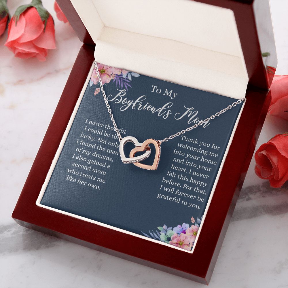 To My Boyfriends Mom Necklace, Gifts For Boyfriend Mom, Boyfriends Mom Birthday Gift, Boyfriend Mother Gift, Gifts for boyfriend mom, Boyfriend mom Mother's Day Gift Jewelry for Women Interlocking Hearts Necklace