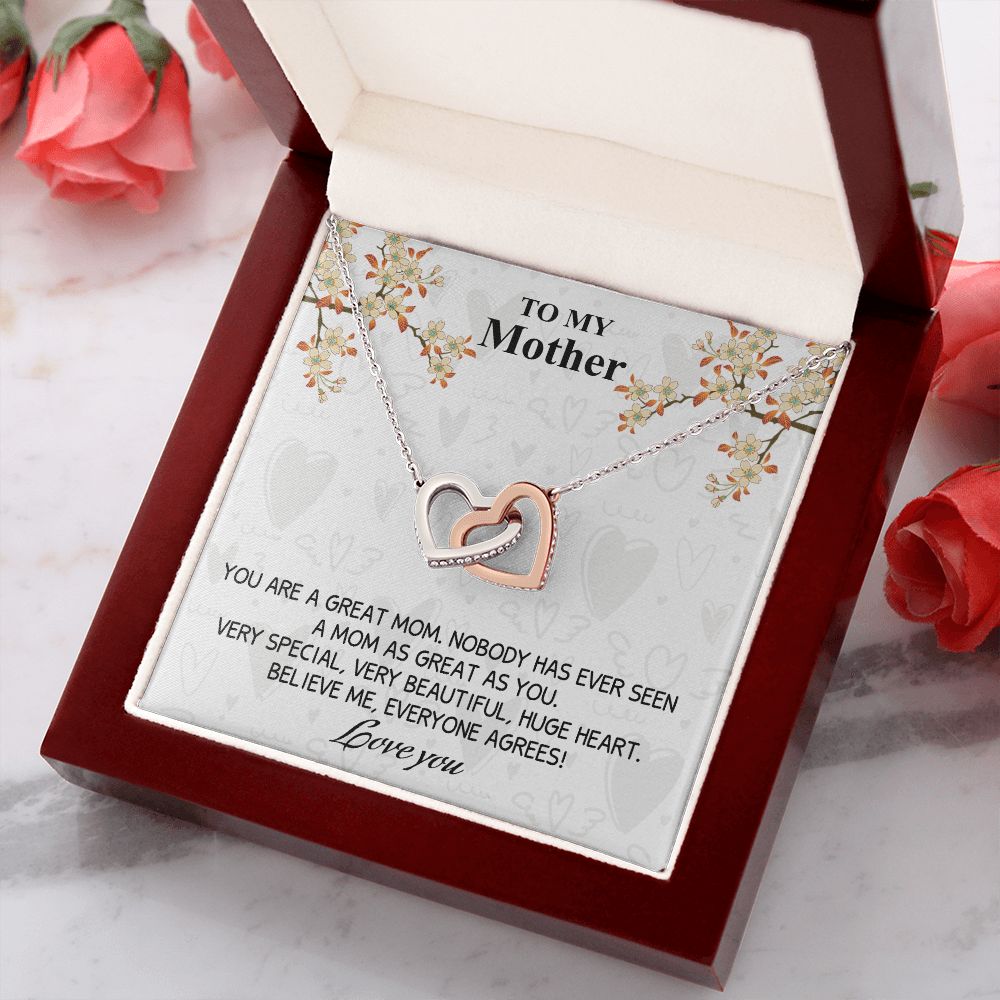 Mom Necklace Gifts for Mom from Daughter to Mom Gifts for Mothers Day from Daughter, To My Mom Necklace from Daughter to Mom Birthday Gifts Necklace with Message Card and Gift Box8 Interlocking Hearts Necklace